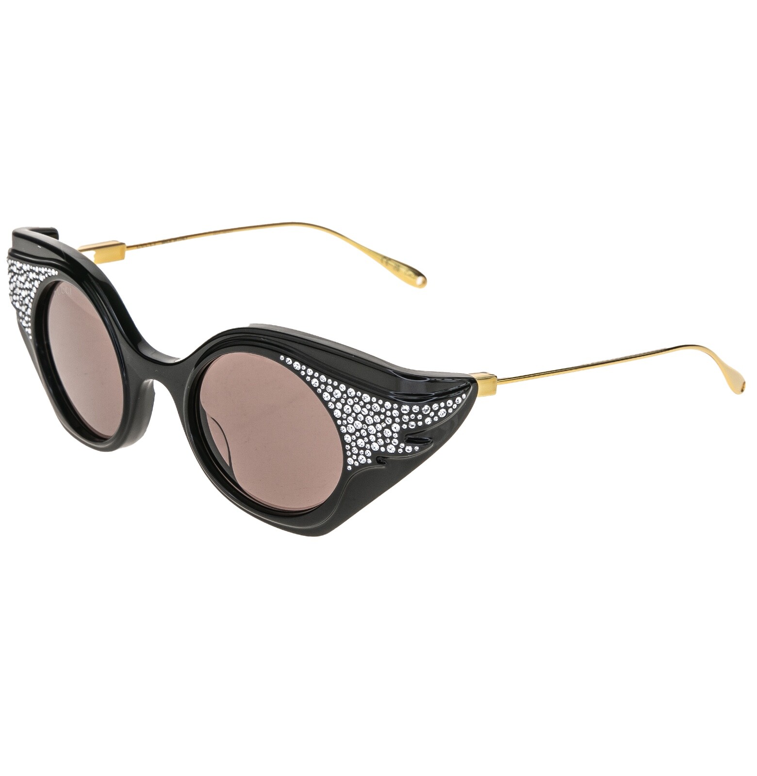 Pre-owned Gucci Hollywood Forever 1327 Black Strass Crystal Gg1327s Wing Sunglasses 001 In Brown
