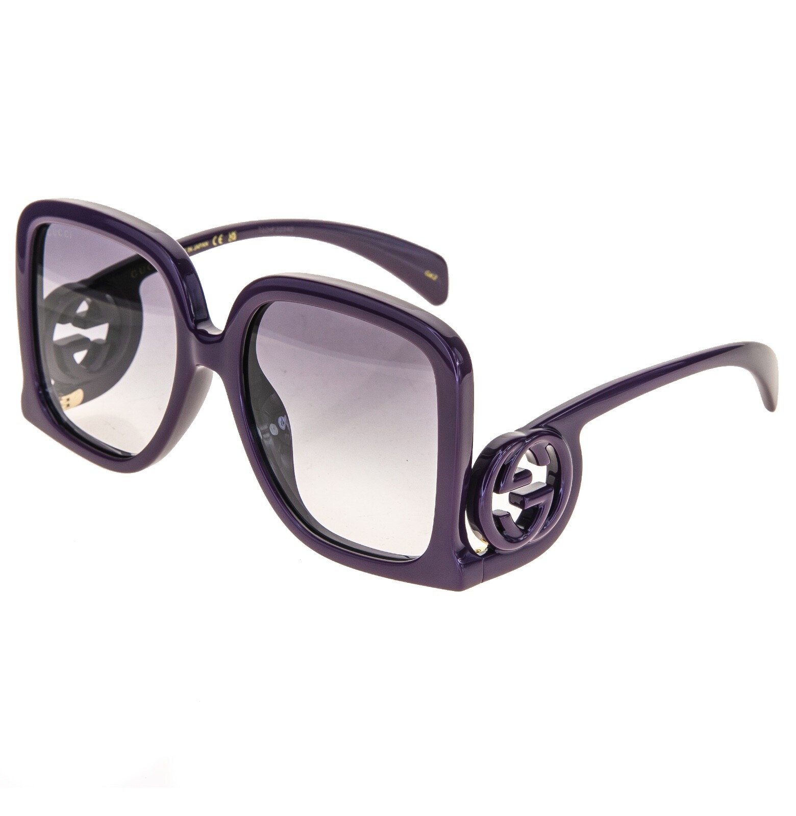 Pre-owned Gucci 1326 Violet Purple Gg Logo 003 Fashion Oversized Runway Sunglasses Gg1326s In Gray