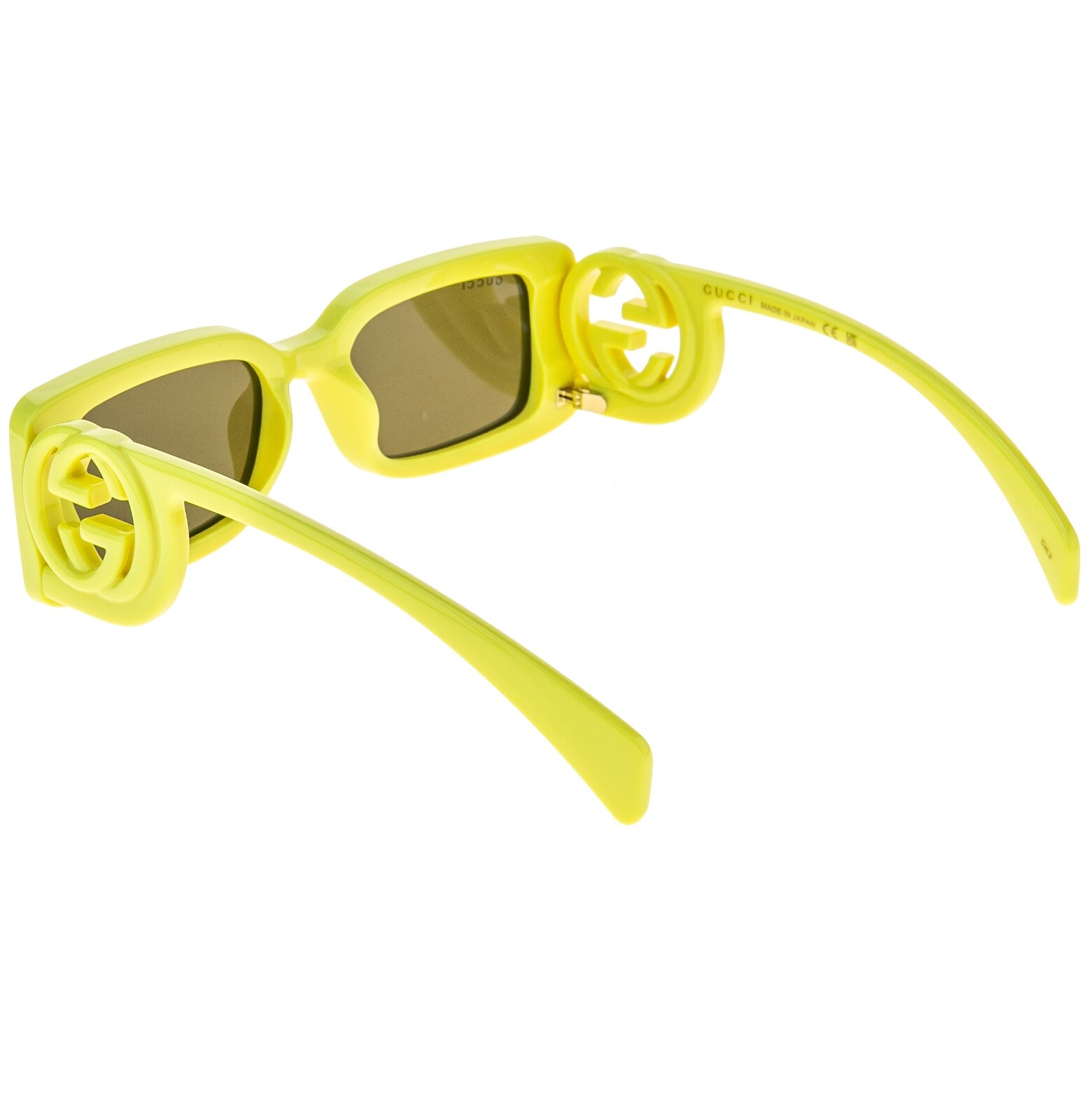 Pre-owned Gucci Couture 1325 Yellow Gg Logo 007 Narrow Fashion Square Sunglasses Gg1325s In Brown