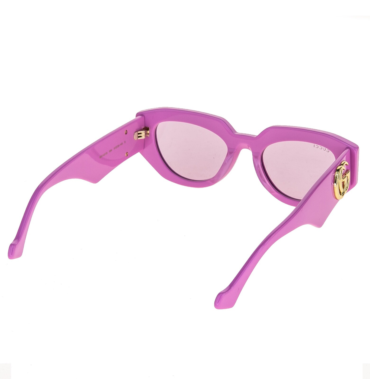 Pre-owned Gucci Pink 1421 Geometric Gold Logo Gg1421s Runway Sunglasses 004 Authentic