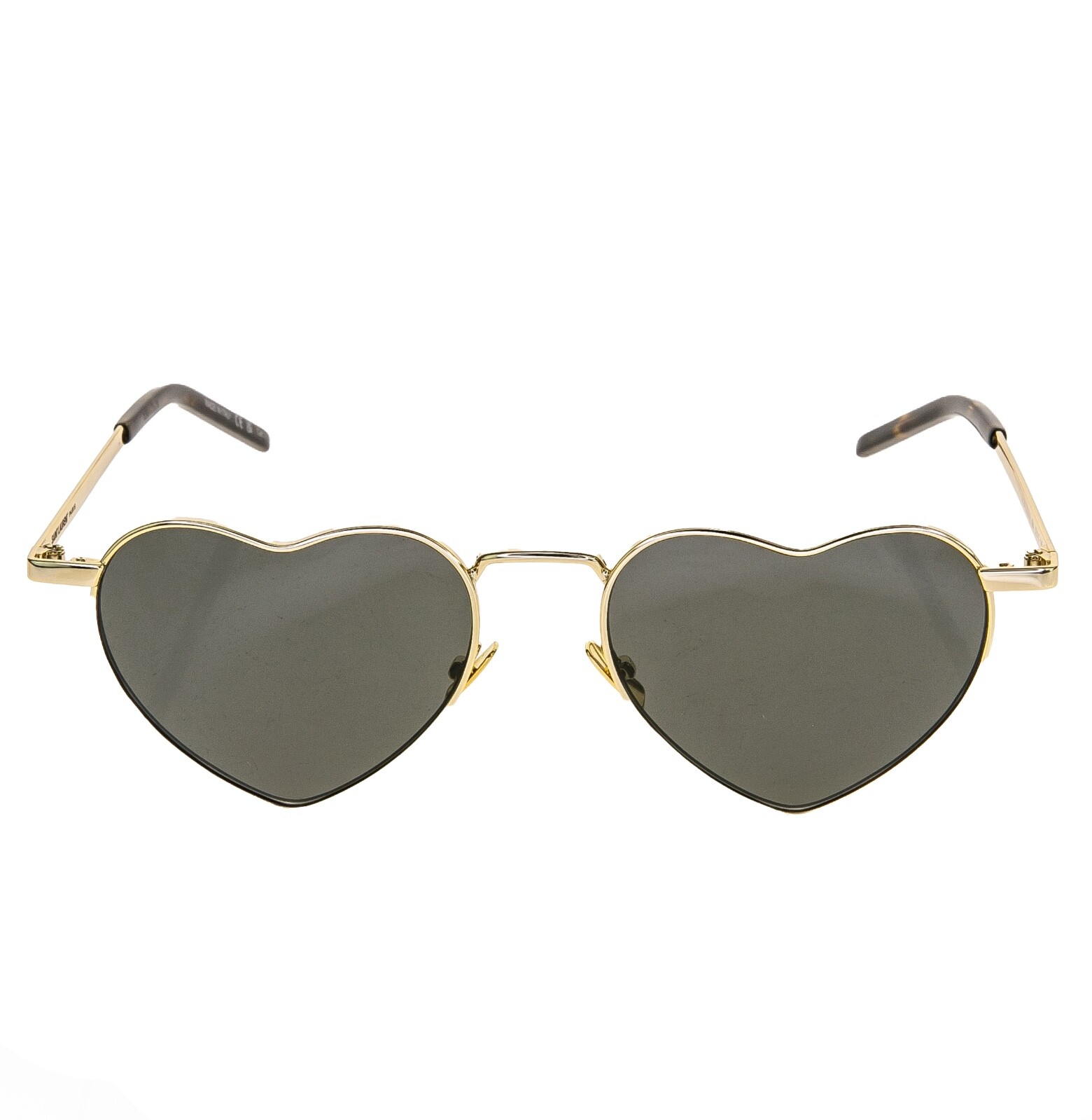 Pre-owned Saint Laurent Authentic Loulou 301 Sl301 Gold Gray Metal Heart Sunglasses 004