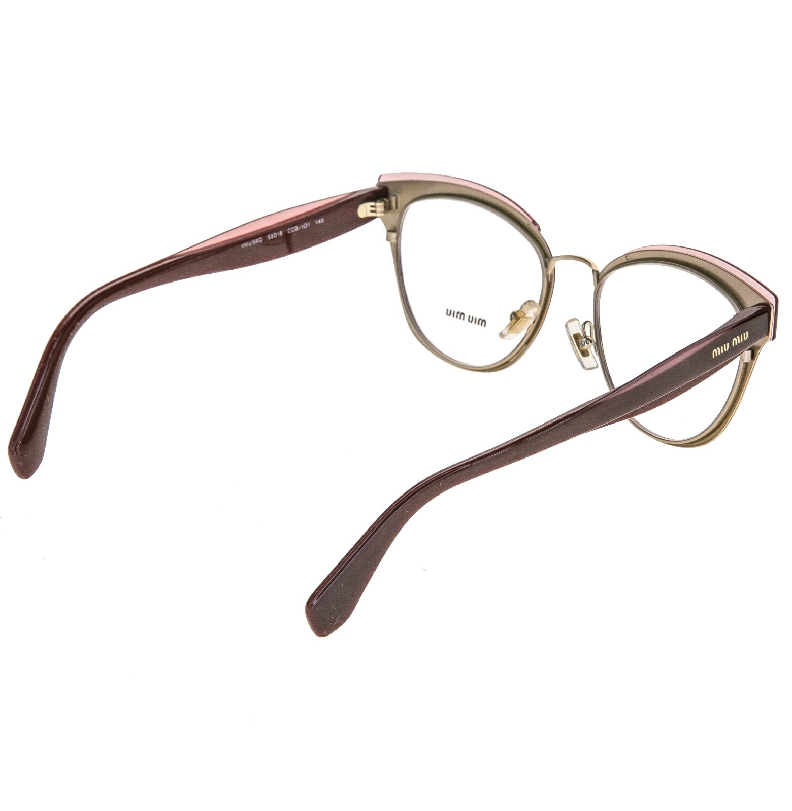 Pre-owned Miu Miu Rasoir 54q Gold Layers Red Pink 52mm Eyeglasses Optical Frame Mu54qv In Demo Lens