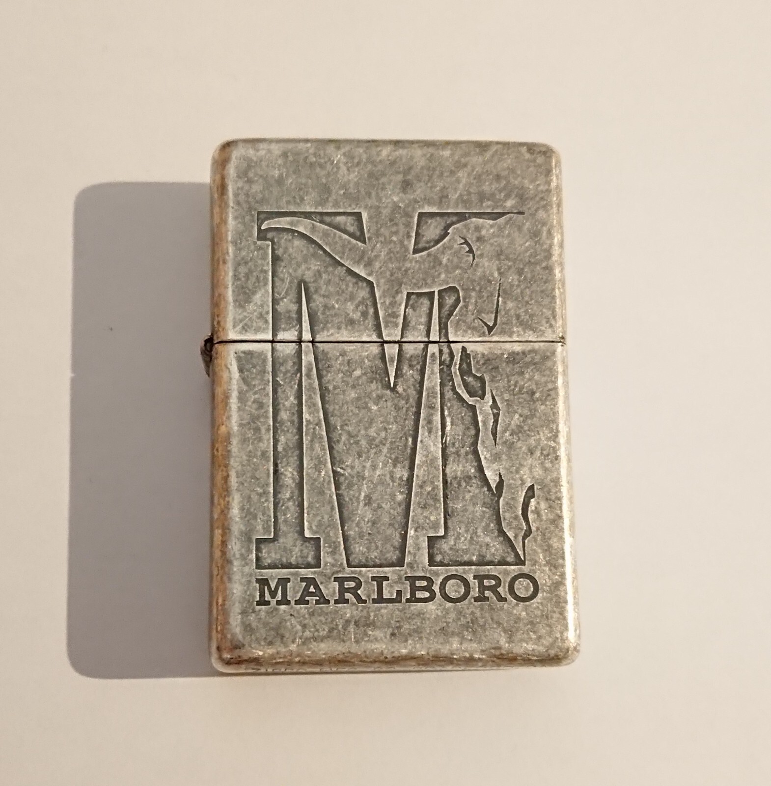 Antique Silver Vintage Marlboro Big M Zippo Lighter, c. 2001