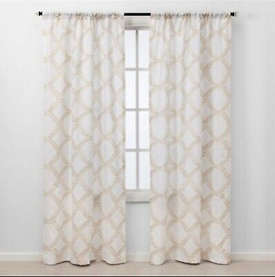 Threshold 2 Piece Light-Filtering Curtains 40'' x 84 Tan Kana Geometric Pattern