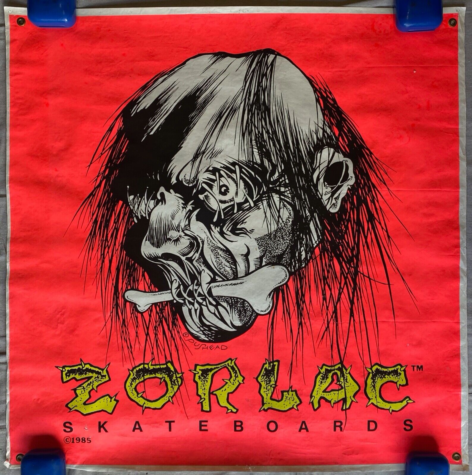 Zorlac Banner Pushead Art Vintage Old School Skateboard RARE Zorlac Banner Pushead Art Vintage Old School Skateboard RARE