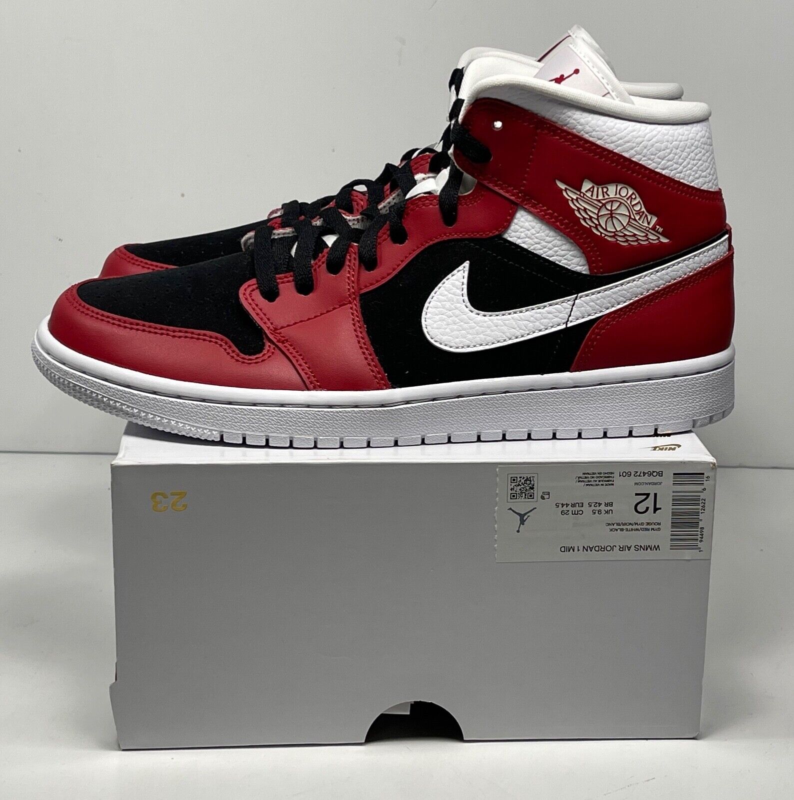 NIKE WOMEN Air Jordan 1 Mid 'Gym Red Black' BQ6472 601 SIZE NIKE WOMEN Air Jordan 1 Mid 'Gym Red Black' BQ6472 601 SIZE