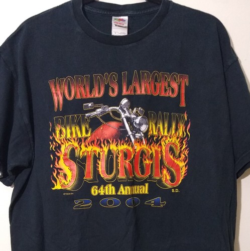 2004 Sturgis Motorcycle Rally 2 Sided Graphic T Shirt Black Size