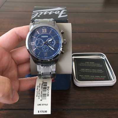 BRAND NEW Fossil Flynn Chronograph Smoke Stainless Steel BQ1126