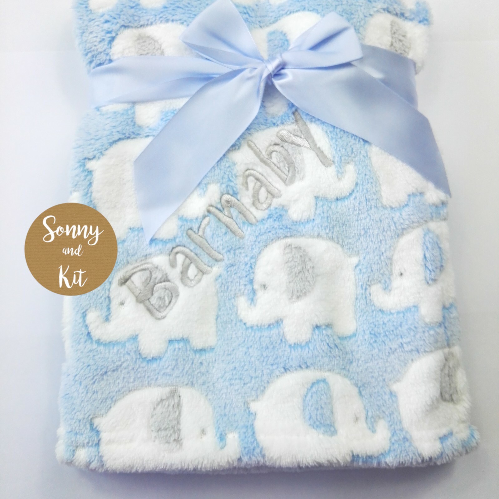 Personalised elephant baby blanket customised cute animal design throw