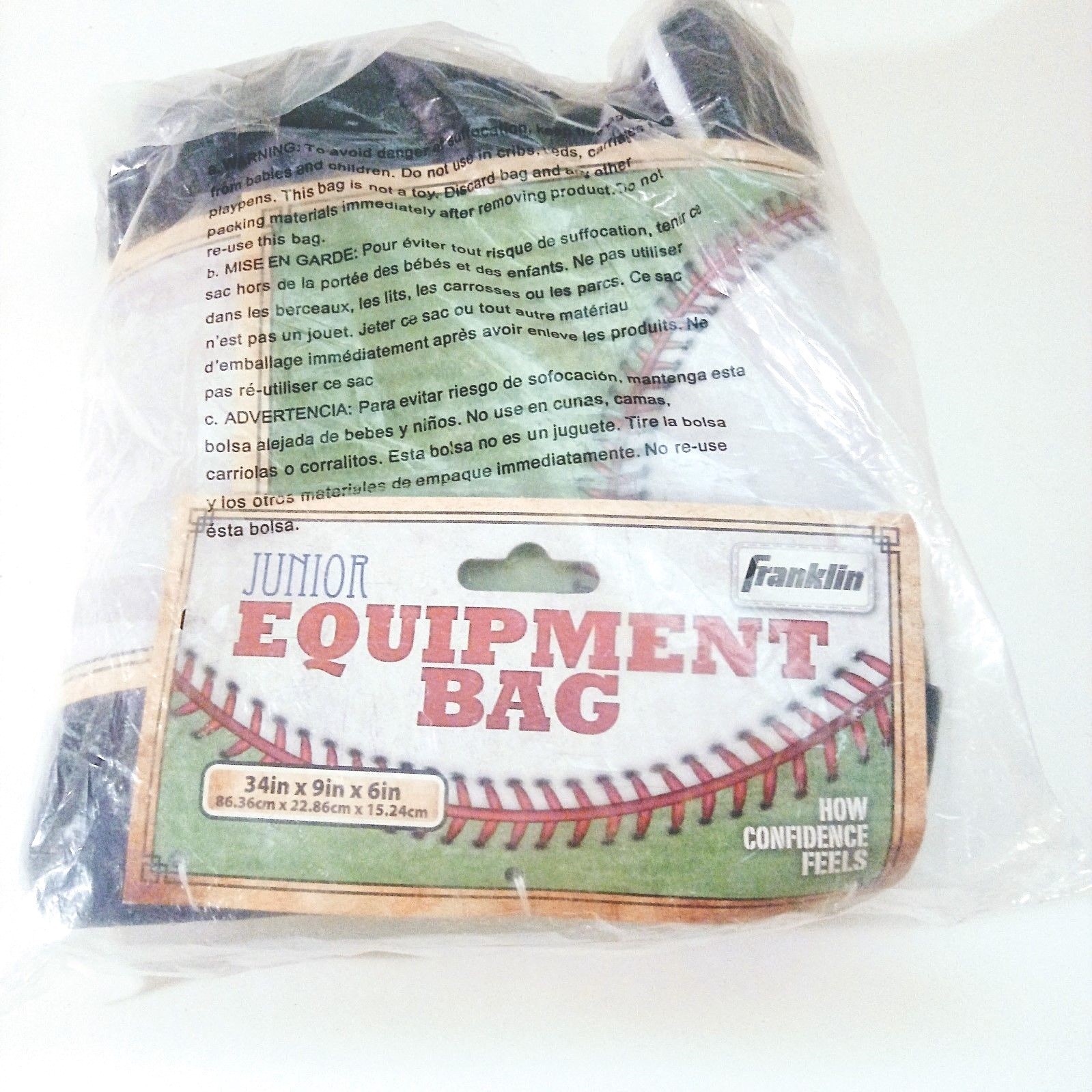 FRANKLIN JUNIOR BASEBALL BLUE EQUIPMENT BAG SEPARATE COMPARTMENTS NYLON CLIP