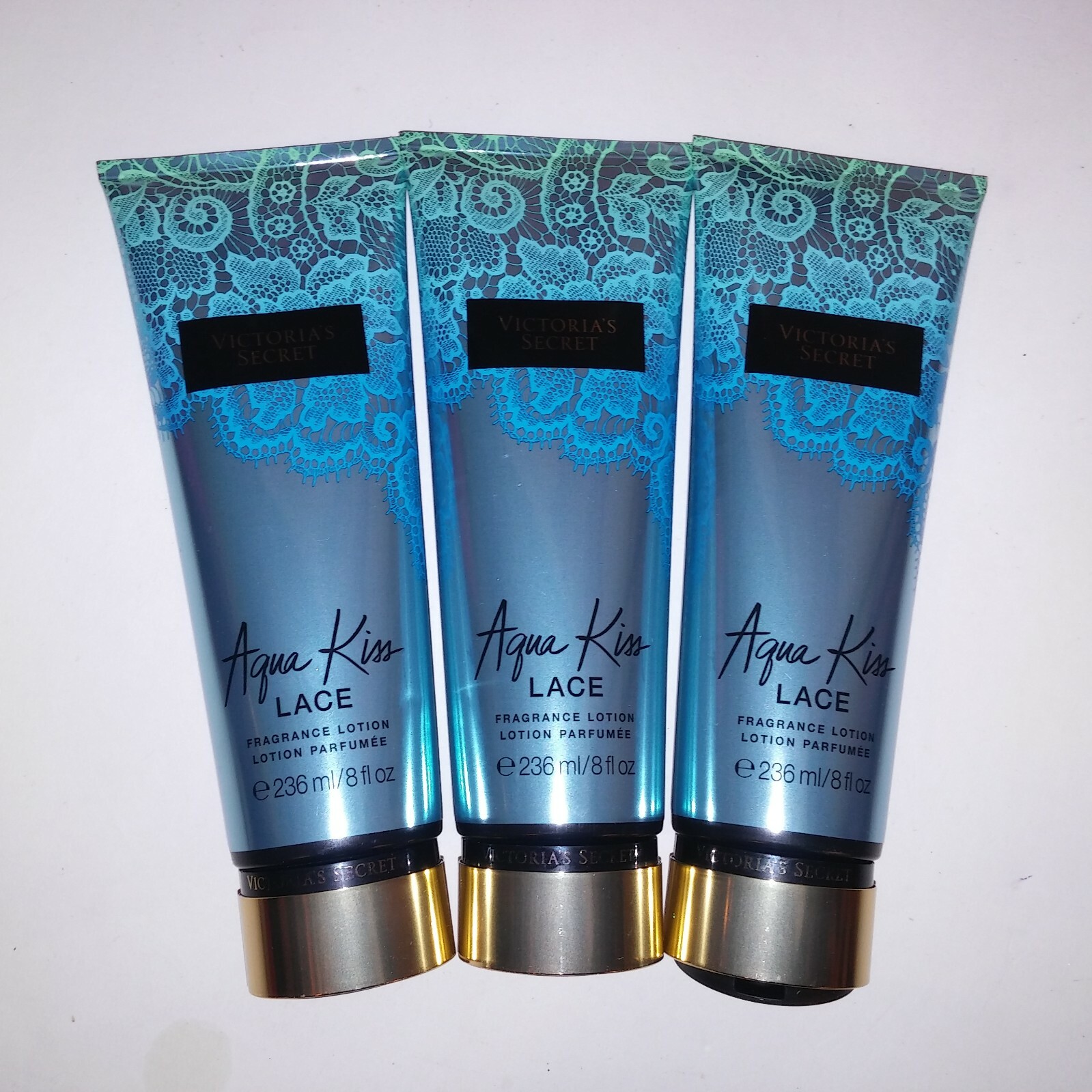 Set of 3 Victoria Secret Fragrance Lotion Aqua Kiss Lace
