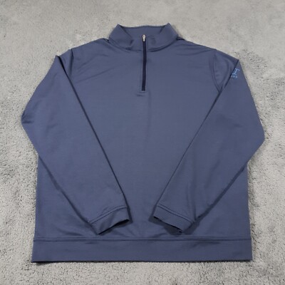 Peter Millar Pullover 1/4 Zip Sweatshirt Golf Mens L Blue Mock Neck Performance