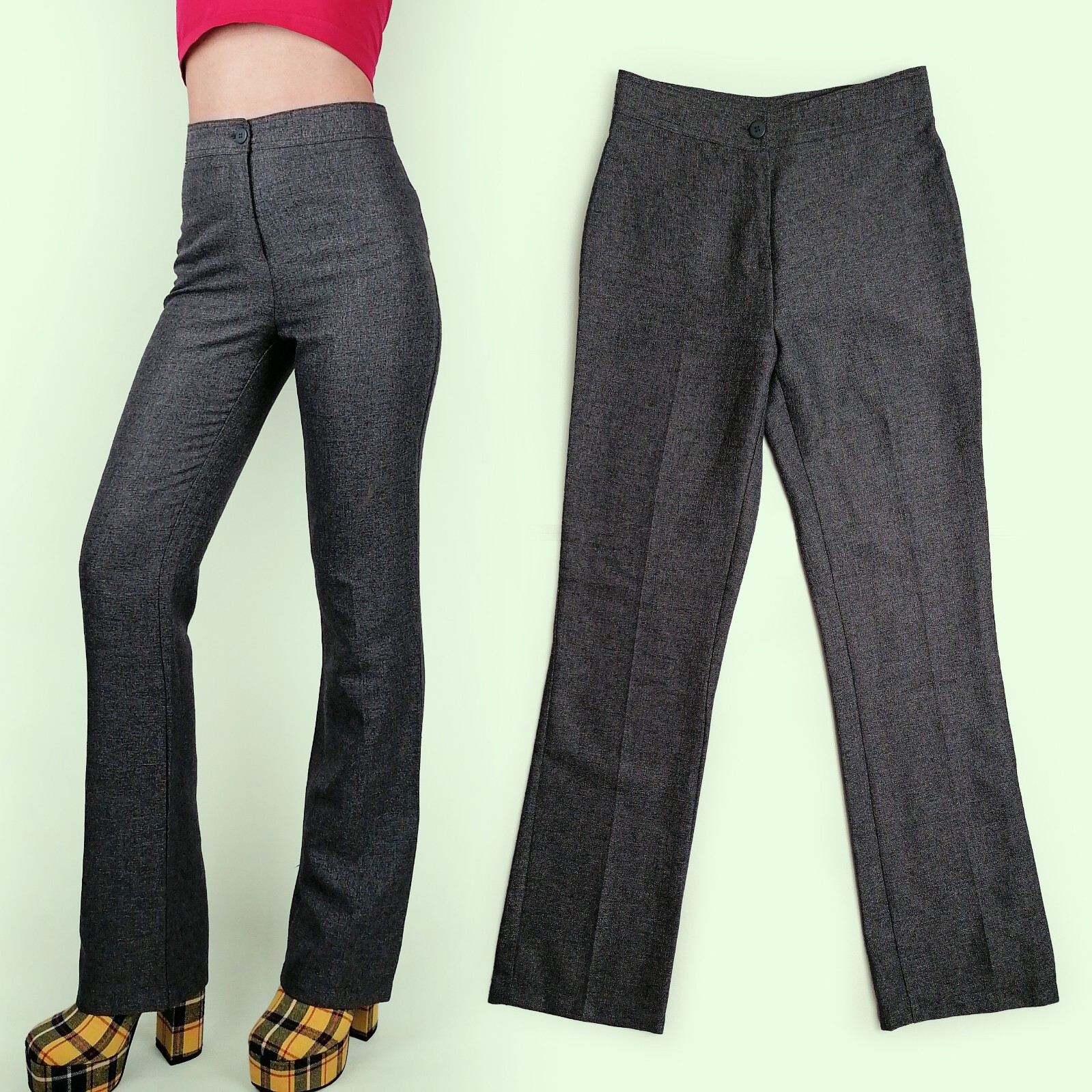 パンツ unknown check wide slacks y2k Womens Y2K Checkered Wide Leg Pants High Elastic Waist Plaid