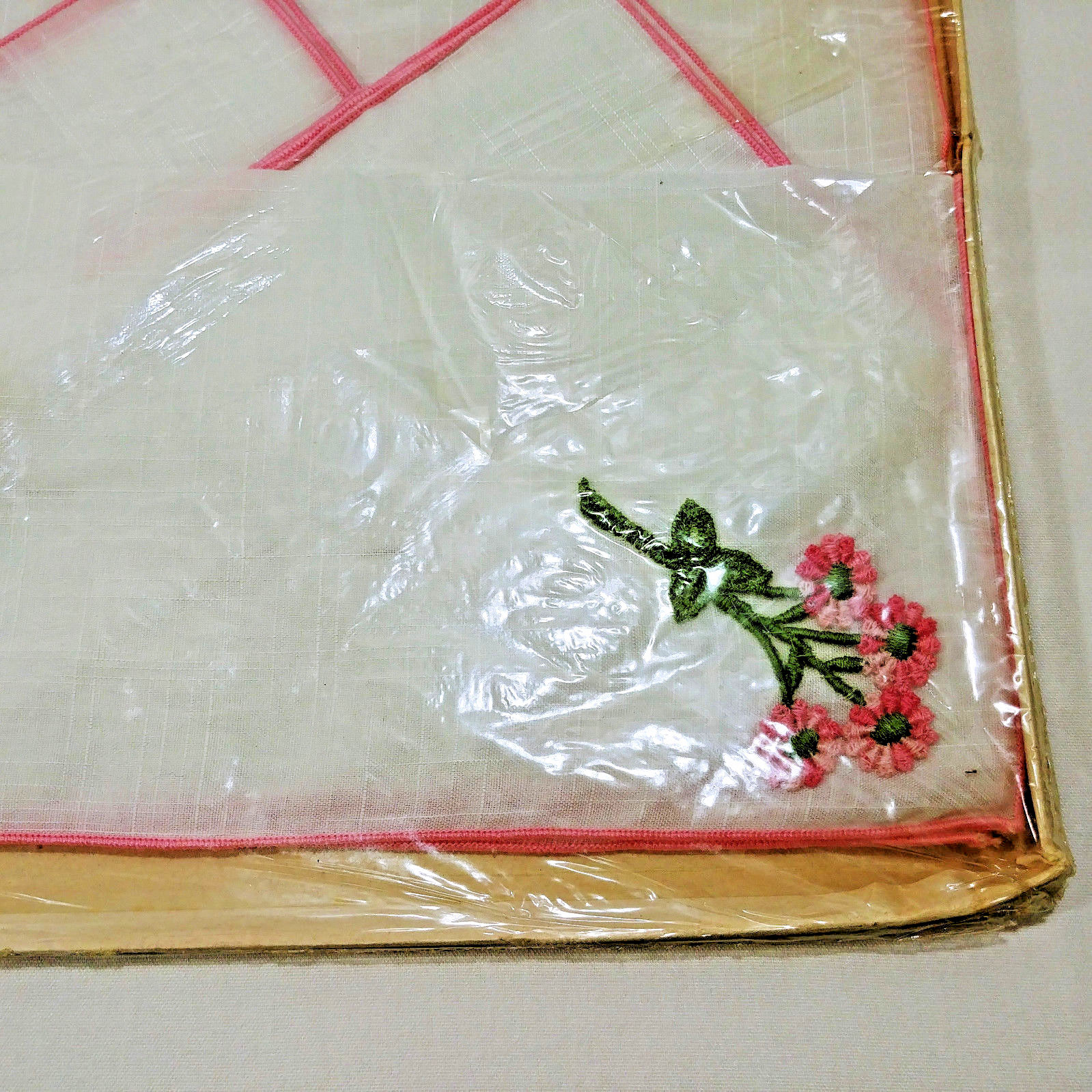 Place Mat Set With Napkins Gloria Gray NEW Vintage Pink Floral Rayon