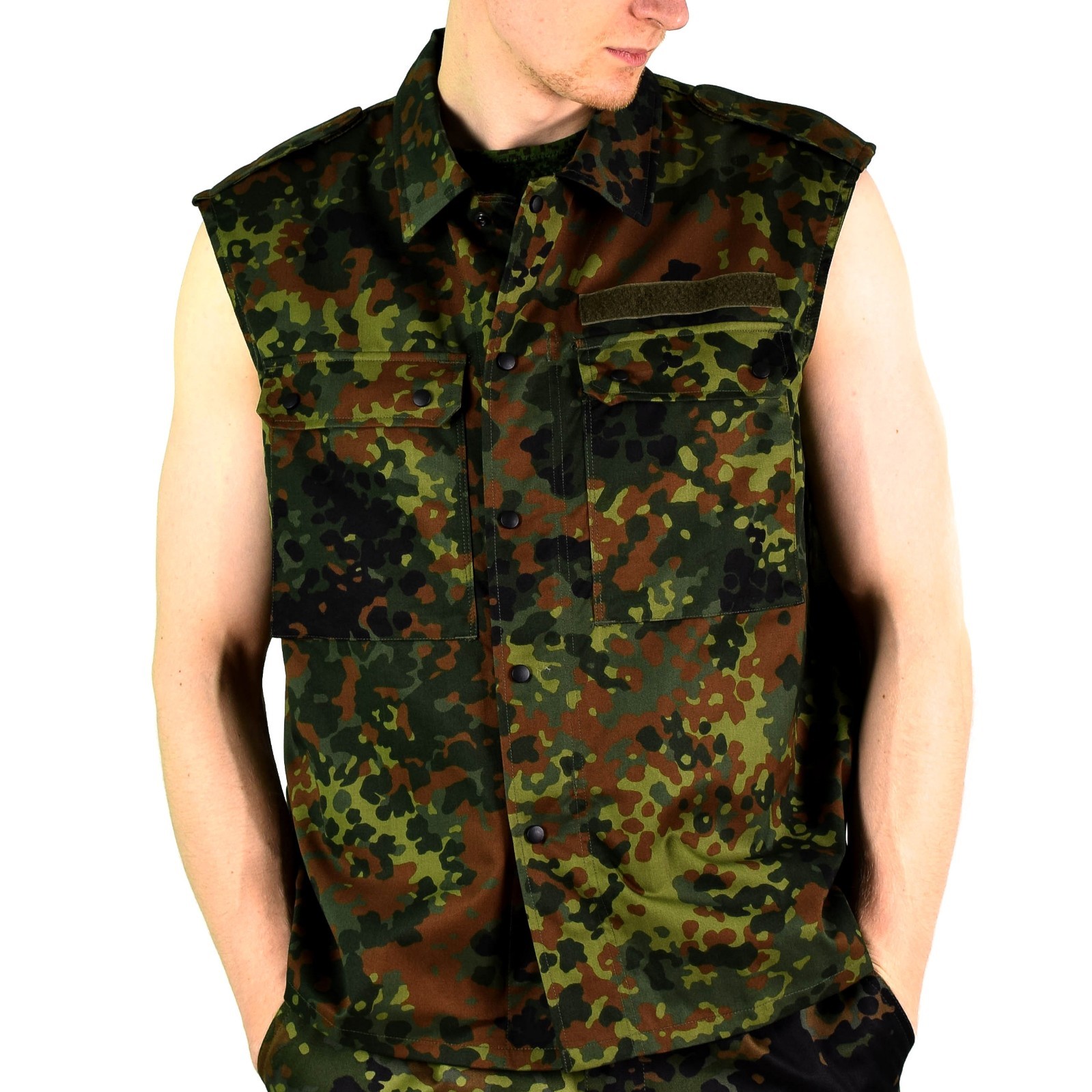 Original GERMAN ARMY VEST ZIPPED flecktarn camo tactical