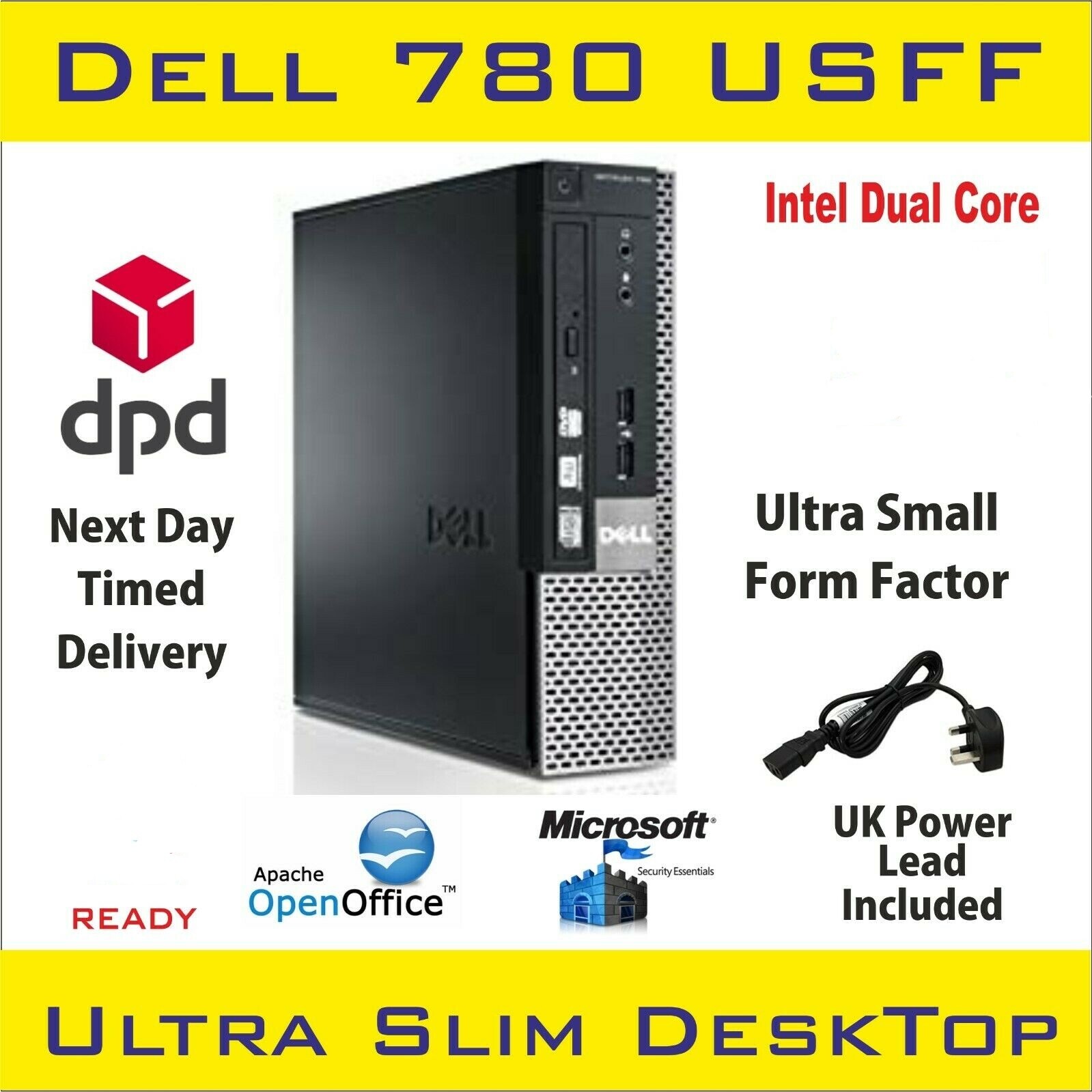 Dell Optiplex 780 USFF Intel Dual Core 4GB RAM 250GB HDD Win