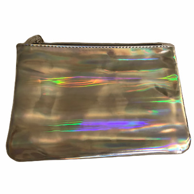 Makeup Bag Small Zippered Pouch Silver Iridescent Rainbow IPSY NEW 5 x 7 Inches