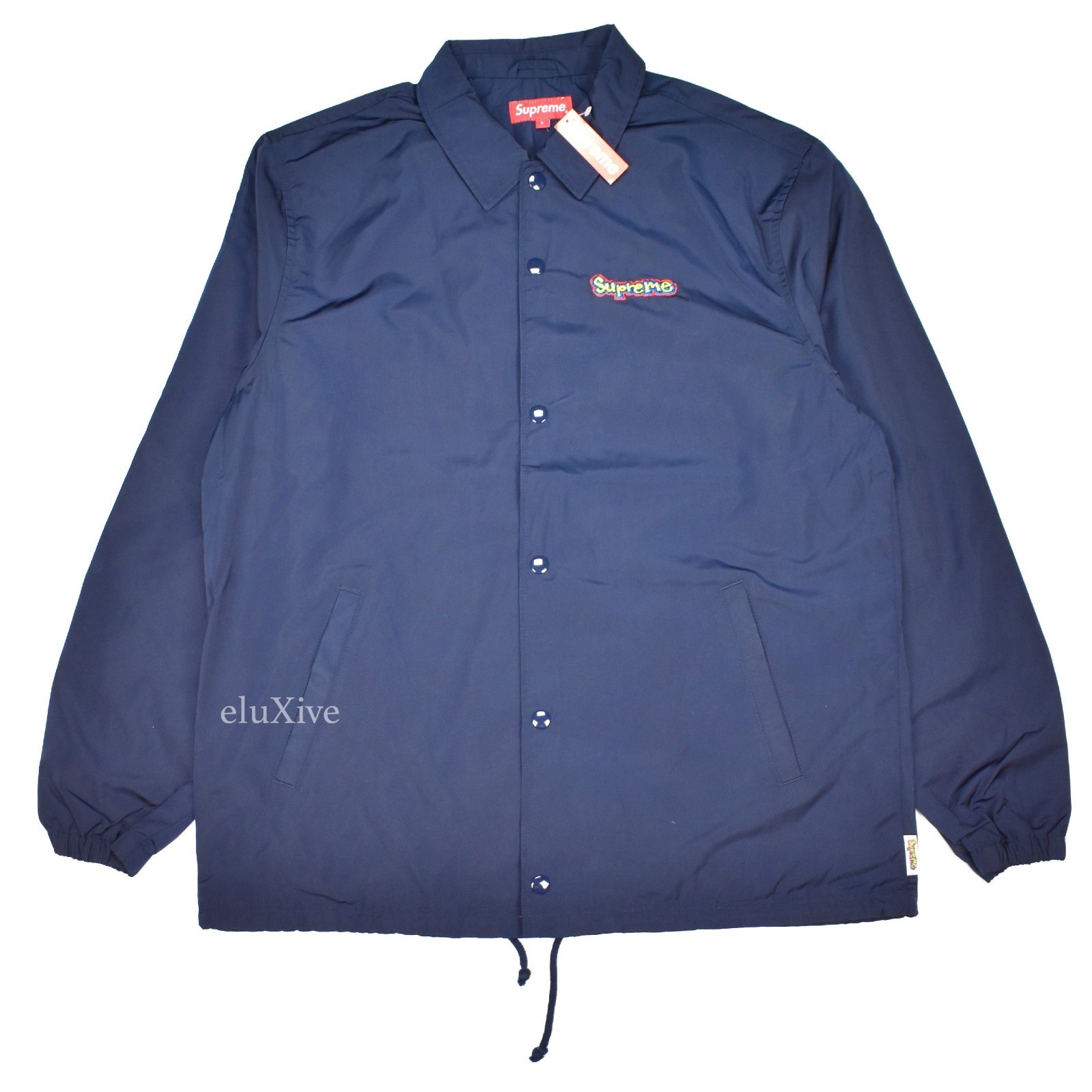 NWT Supreme Navy Blue Gonz Graffiti Logo Coach's Jacket SS18 NWT Supreme Navy Blue Gonz Graffiti Logo Coach's Jacket SS18