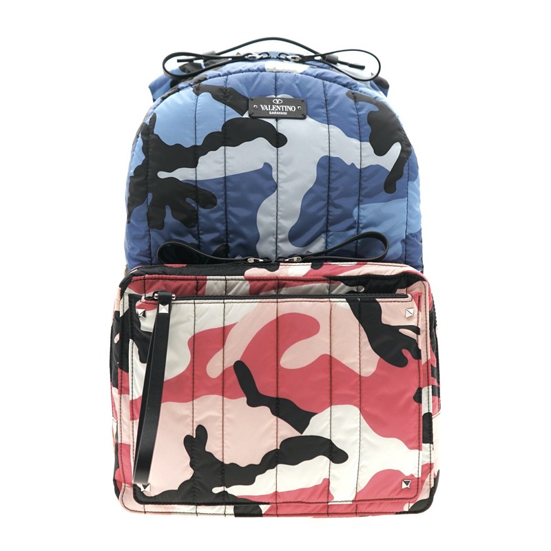 Valentino Garavani Camushuffle Backpack Quilted Nylon Multicolor New