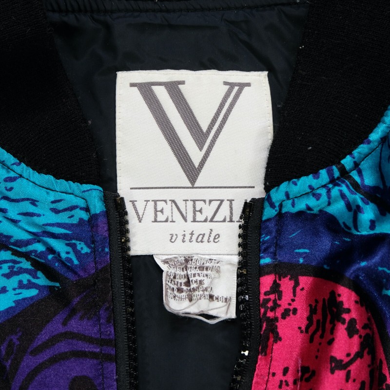 Rare Vintage VENEZIA Vitale Abstract Art Bomber Full Zip Jacket