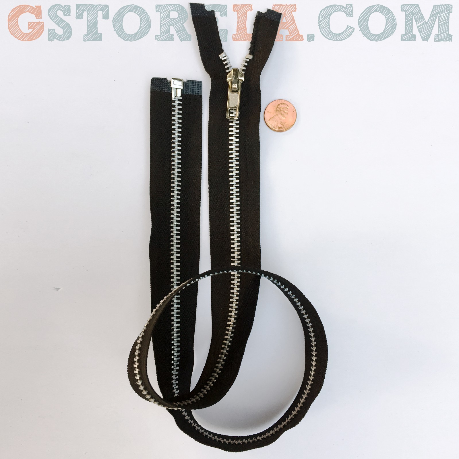 Open End Plastic #5 & Metal Jacket Zippers 25" 26'' 27''28" Black Separating #MP