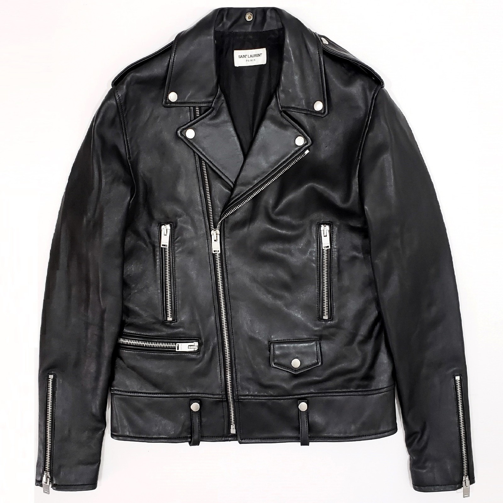 SAINT LAURENT L01 397290-484284 Slim Motorcycle Lamb Leather