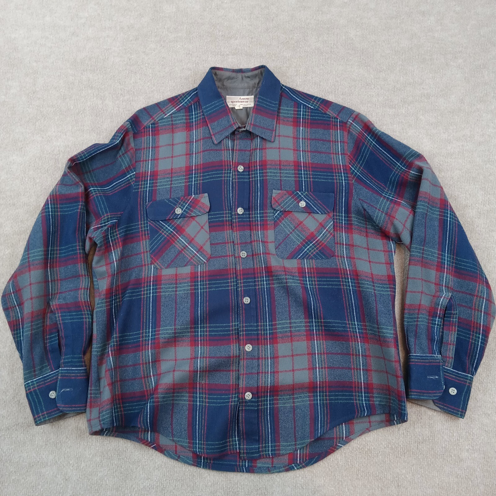 Vintage Arrow Sportswear Shirt Mens Large Blue Red Plaid Vintage Arrow Sportswear Shirt Mens Large Blue Red Plaid