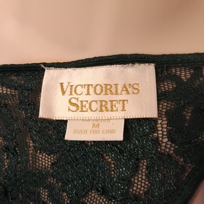 Vintage Victoria's Secret Green Mesh Gold Label Teddy Nightie Medium VTG