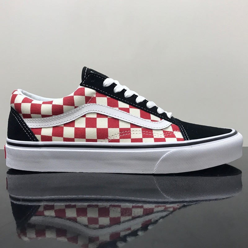 vans old skool checkerboard red and white