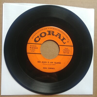 DON CORNELL No Man Is An Island 45 7'' POP Record Vinyl Coral Records