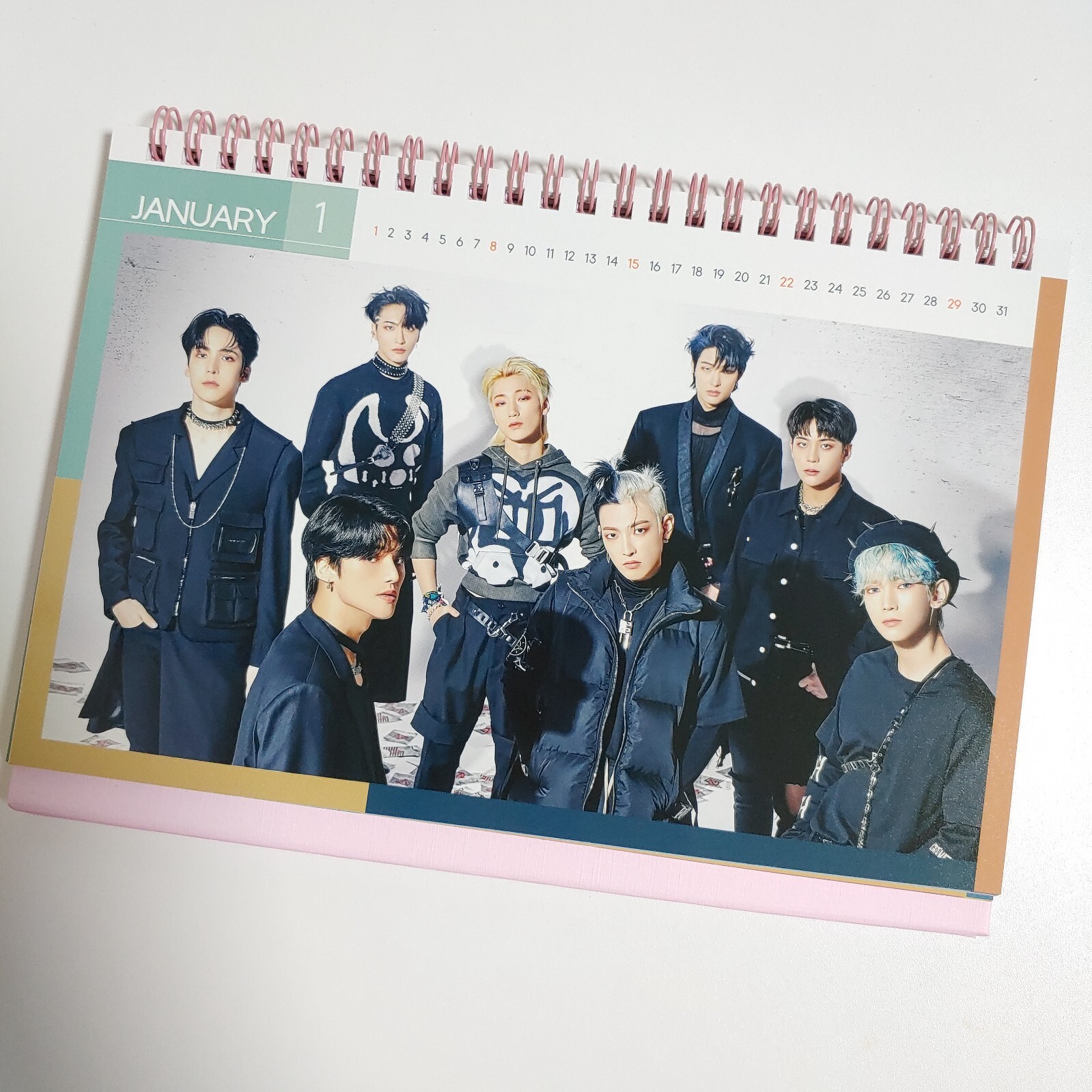 Ateez Photo Desk Calendar 2023 2024 Calender Pink + Sticker KPOP YUNHO