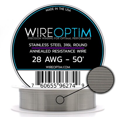 36 AWG Gauge Stainless Steel 316L Wire 500/' Length 0.0050/" Diameter