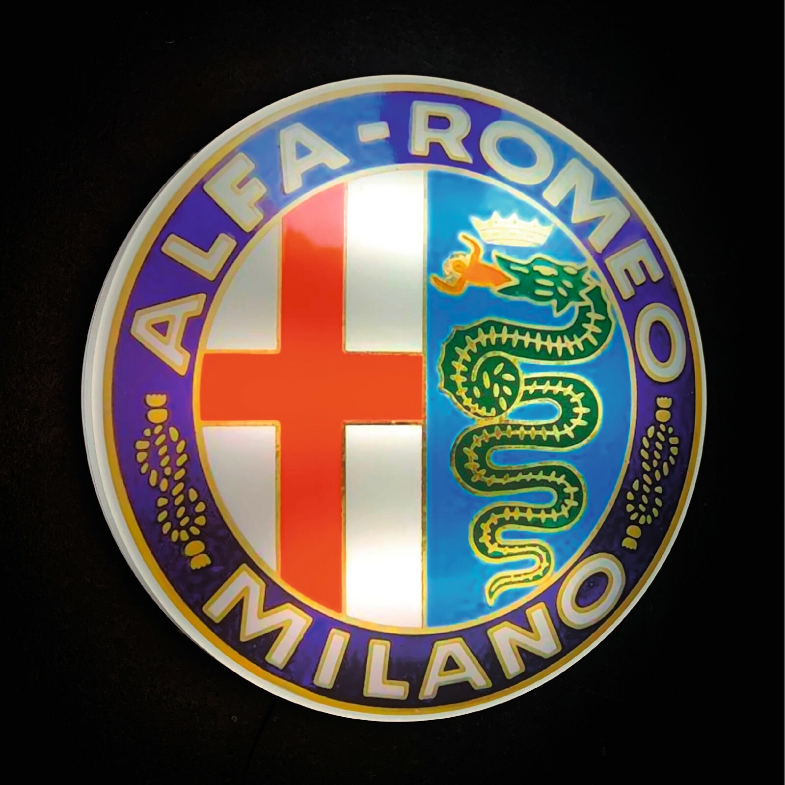ALFA ROMEO 1982-2015 BADGE LED ILLUMINATED WALL LIGHT SIGN GARAGE AUTOMOBILIA