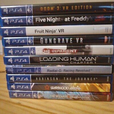 10 game PS4 LOT 4 VR Virtual Reality DOOM 3 STARBLOOD ARENA INPATIENT WIZARDS