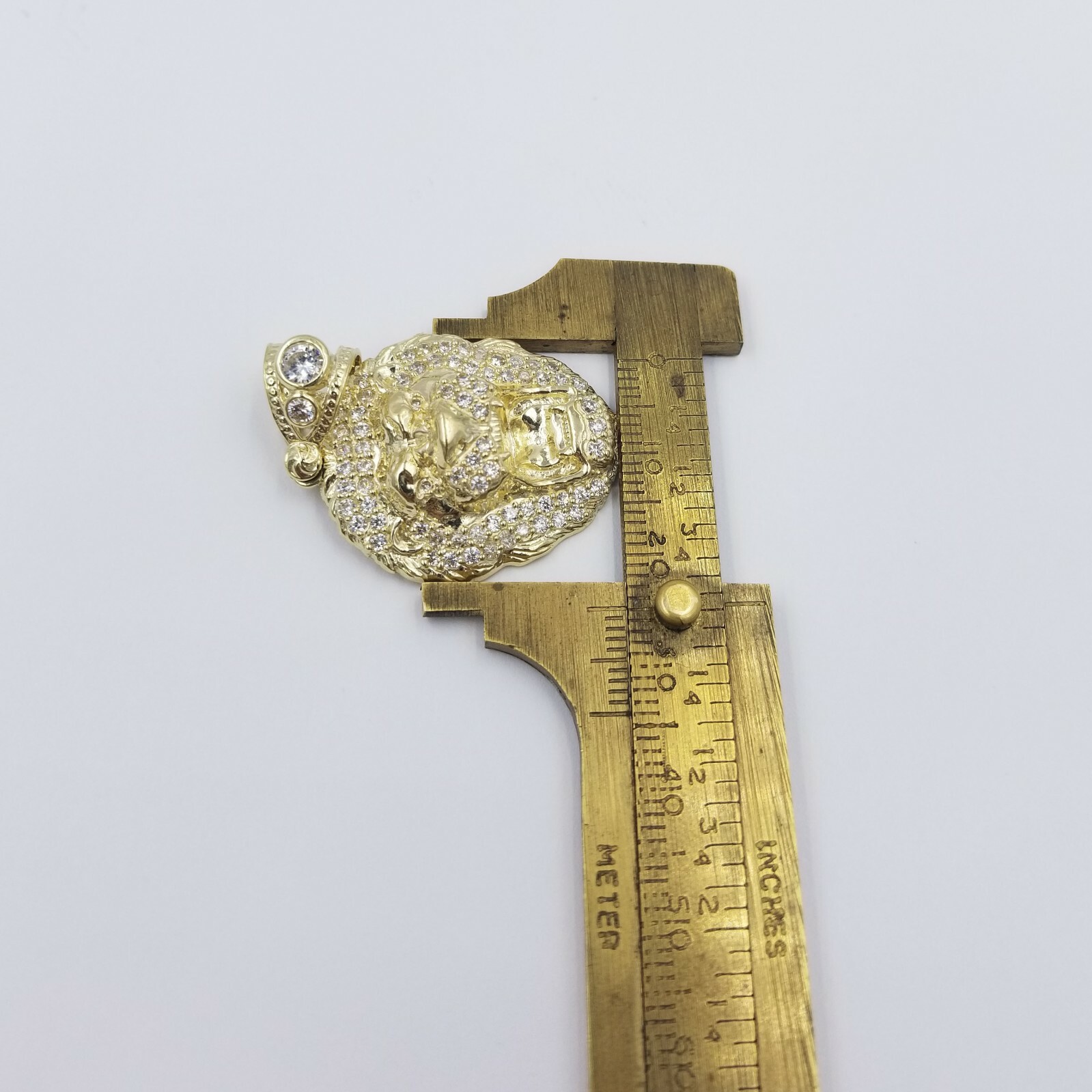 Pre-owned Globalwatches10 10k Yellow Gold Roaring Lion Head Charm Pendent With 3mm Rope Chain 20" 22" 24"