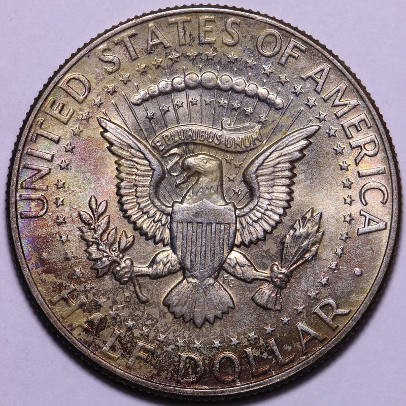 BU Toned 1964-D Kennedy Silver Half Dollar                 J1UB