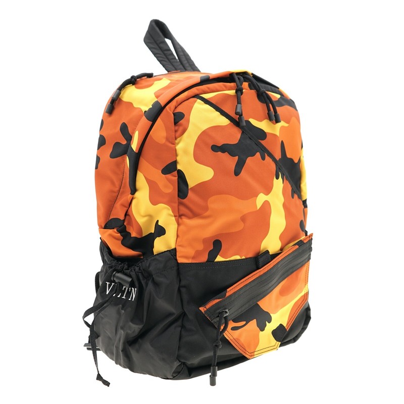 Valentino Garavani VLTN Orange Camo Backpack New