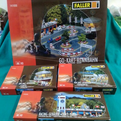 FALLER 141000 HO GO KART RENNBAHN with 141070/77/72 Tribune cafe conti turm