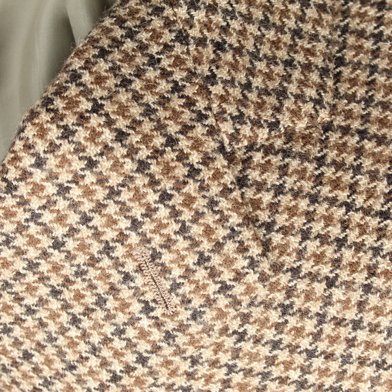 Coach Mens Tweed Sport Coat 44L 45L Brown Houndstooth Check Jacket Made in USA