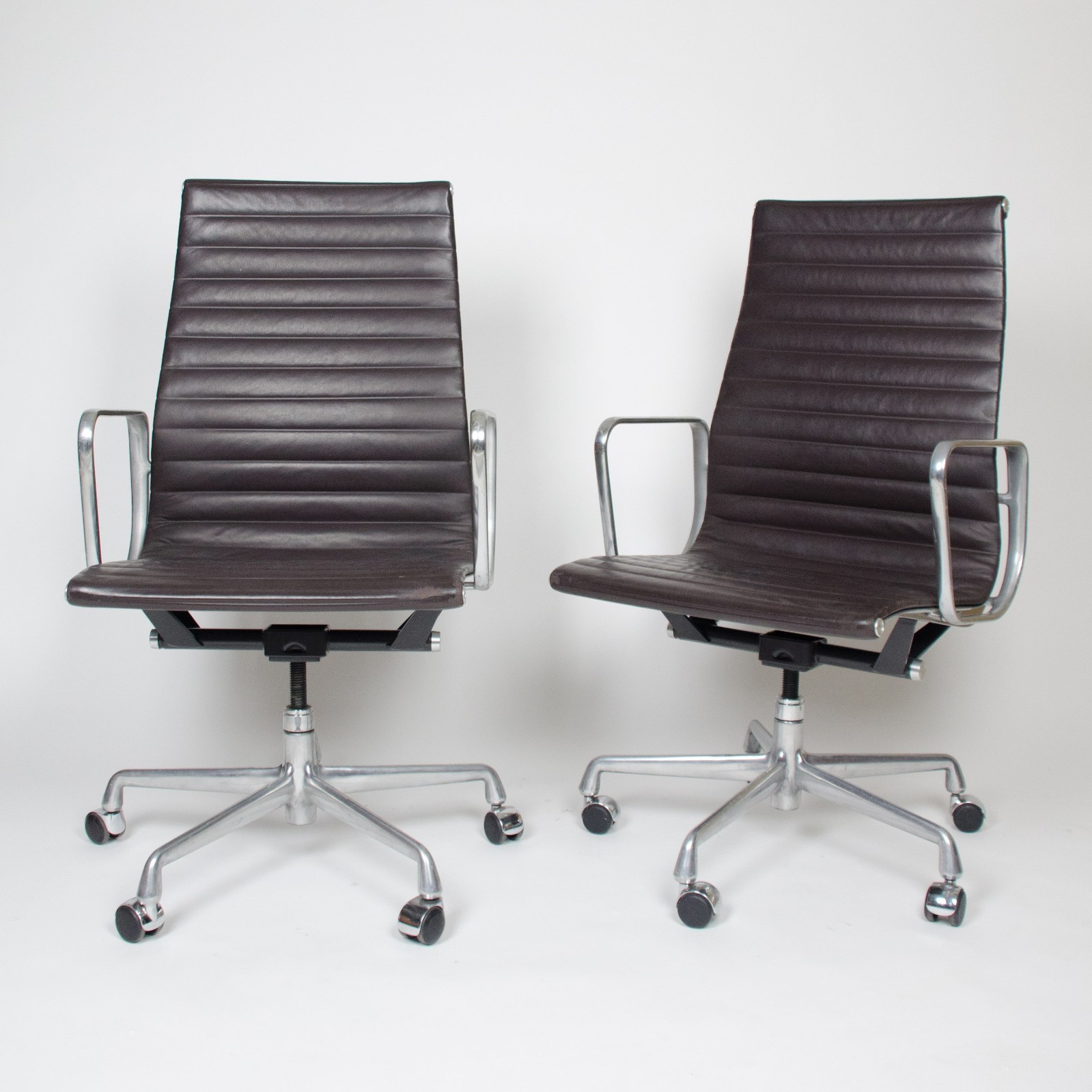 Eames Herman Miller Leather High Executive Aluminum Group Desk