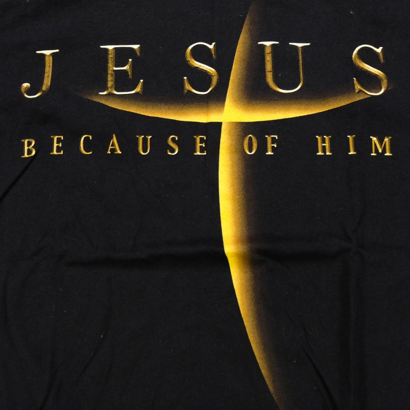 Rare VTG Jesus Because Of Him Heaven Knows My Name T Shirt