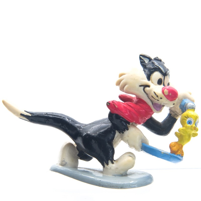 Applause WB Sylvester Cat Salting Tweety Bird Action Figure Toy 1990