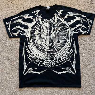 Liquid Blue Skullerton, Spikes, Golth AOP Print Black Shirt Brand New Mens Sizes