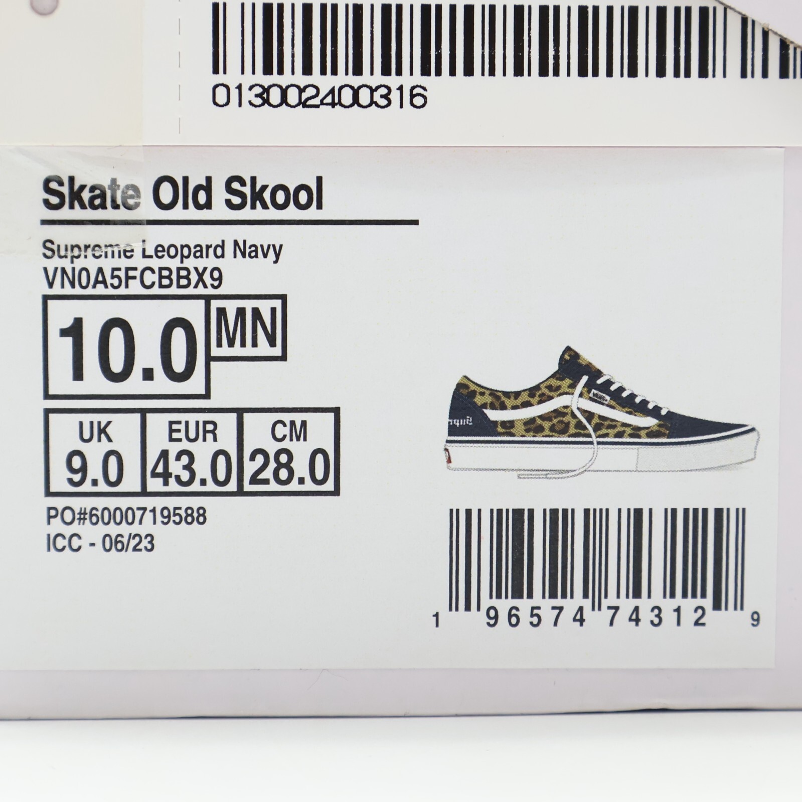 Pre-owned Vans Vn0a5fcbbx9 Supreme  Leopard Old Skool Navy White (men's)