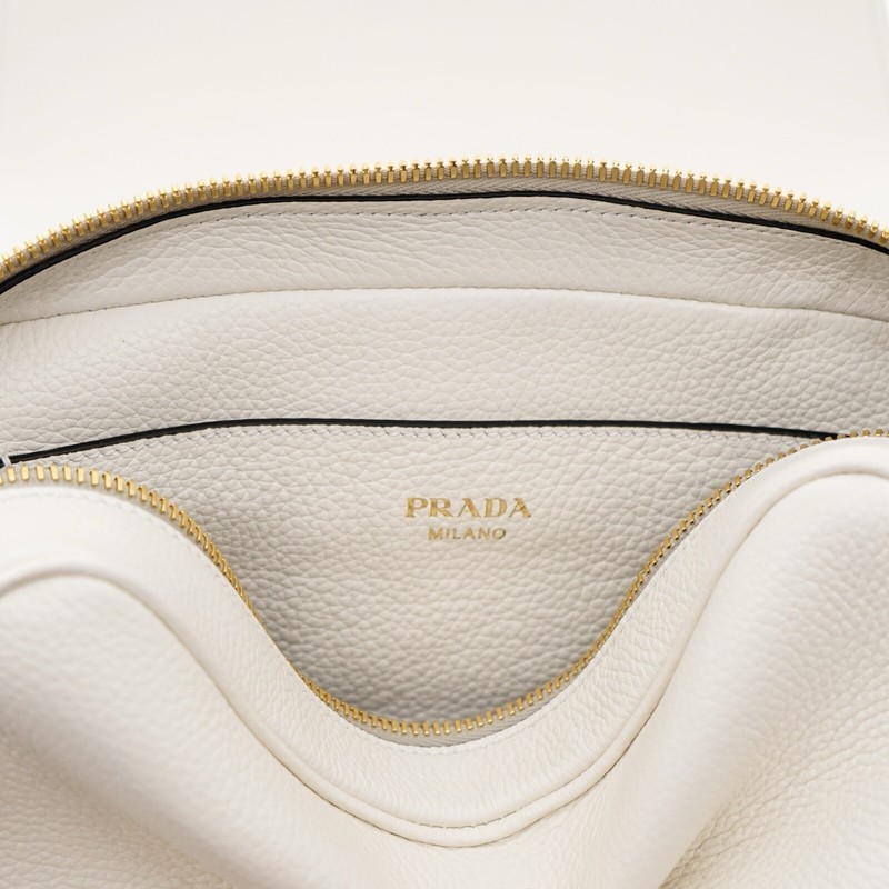 Prada Crossbody Flop Camera Bag White Leather 1BD163 New