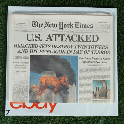 ORIGINAL UNCIRCULATED SEPTEMBER 12, 2001 NEW YORK TIMES NEWSPAPER (9/11 ISSUE)