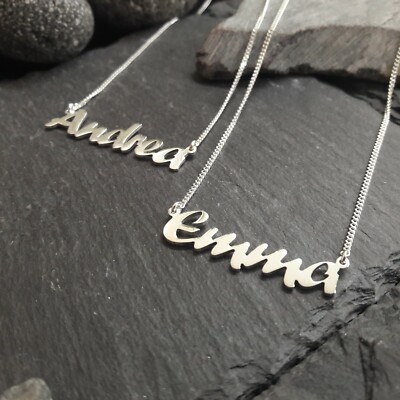 Namenskette mit Wunschname in 925er Silber, Halskette mit Name, NEU, (NK-04)