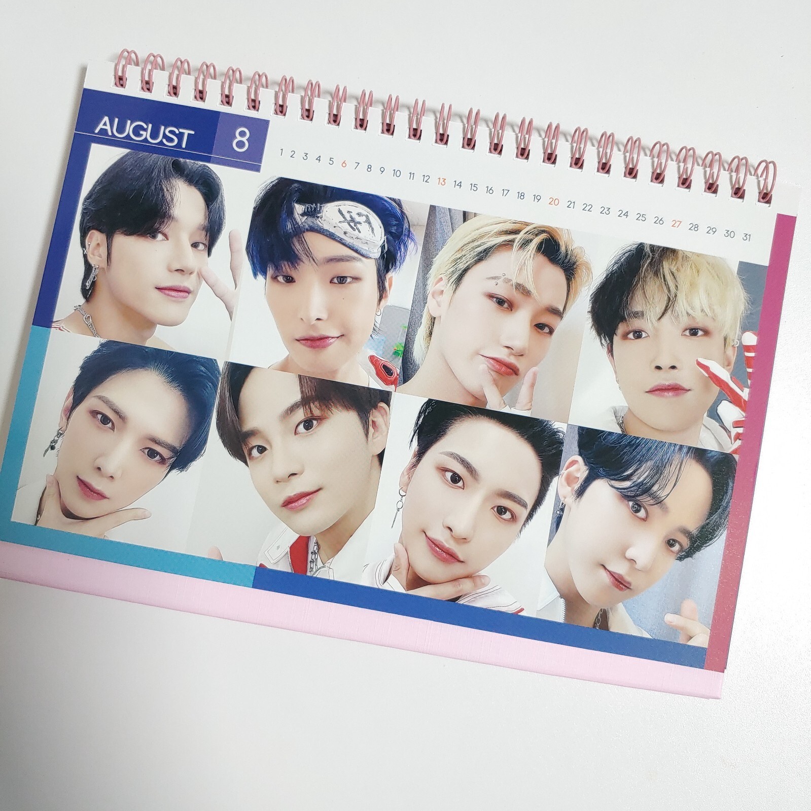 Ateez Photo Desk Calendar 2023 2024 Calender Pink + Sticker KPOP YUNHO
