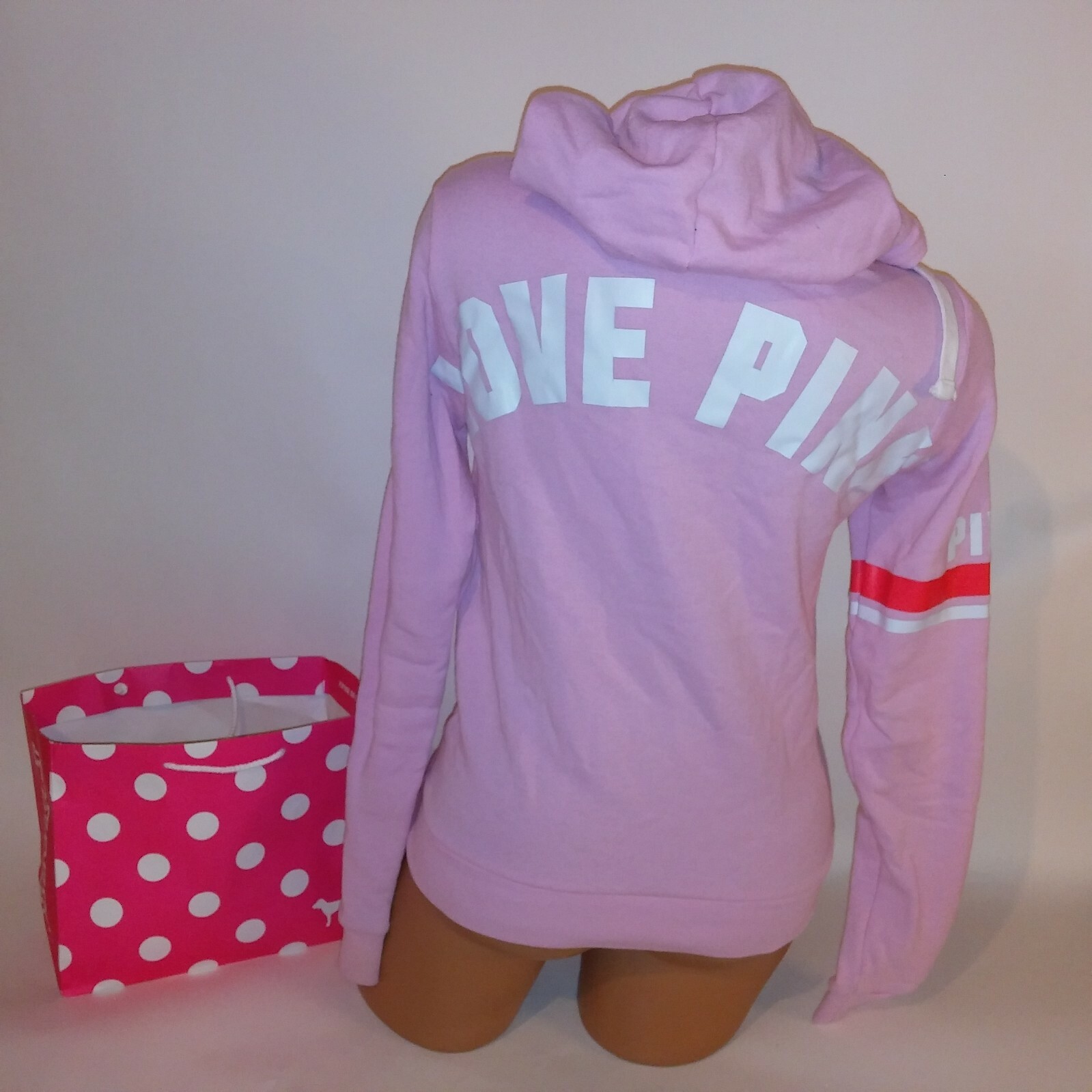 Victoria Secret PINK Hoodie Sweater XS Pink Logo Full Zip
