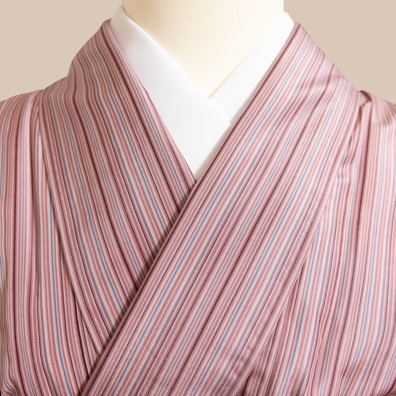 VTG Never-Worn Pink Striped Silk Oshima Tsumugi Kimono VTG Never-Worn Pink Striped Silk Oshima Tsumugi Kimono